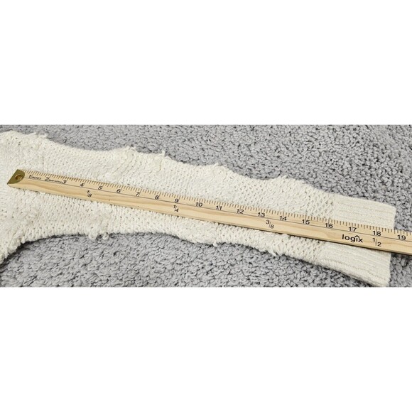 Womens Open Cardigan Sweater Pockets Long Chunky Knit Cream Boho Coastal Large - Picture 15 of 15